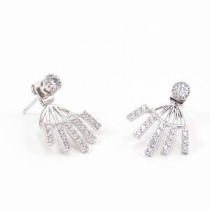 Crystal Ear Jacket Pave Bar Earrings Silver